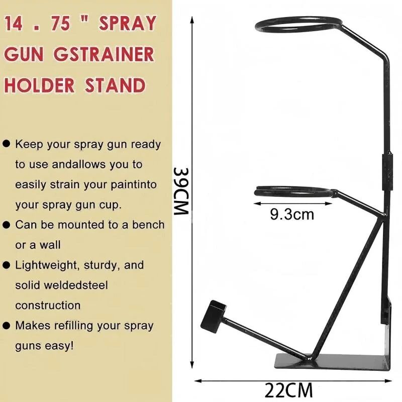 Adjustable Steel Spray Gun Stand - Lightweight Black Paint Filter Rack - Stable Base - Image 3