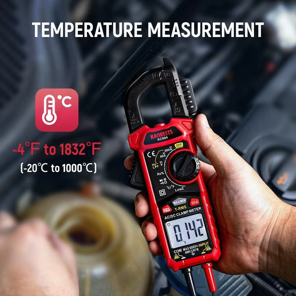 KAIWEETS KC604 Digital Clamp Meter - True-RMS AC/DC Voltage Tester | NCV, Auto Shut-Off, Backlight - Image 3