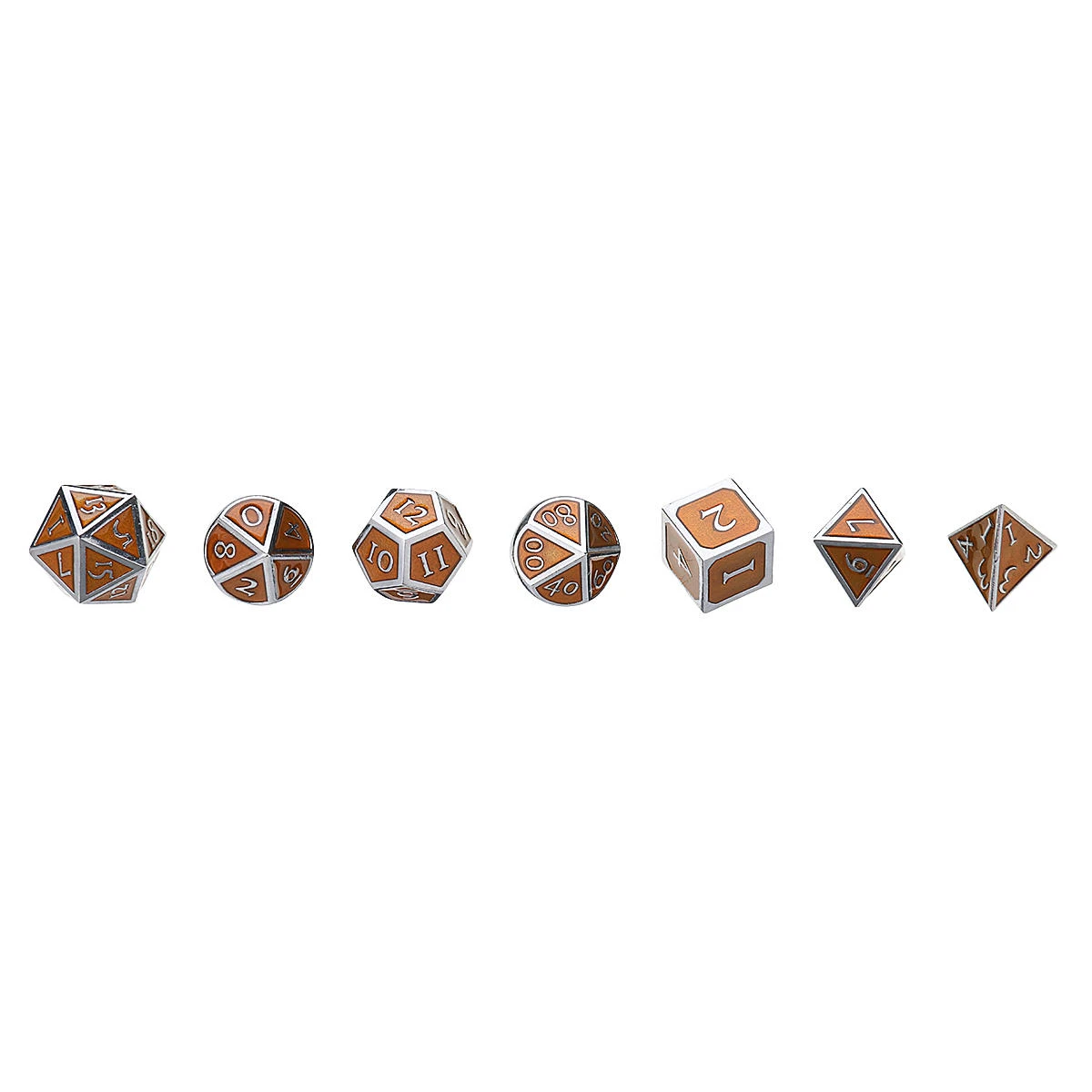 Copper Antique Metal Polyhedral Dice Set - 7Pcs with Bag for D&D - Image 5