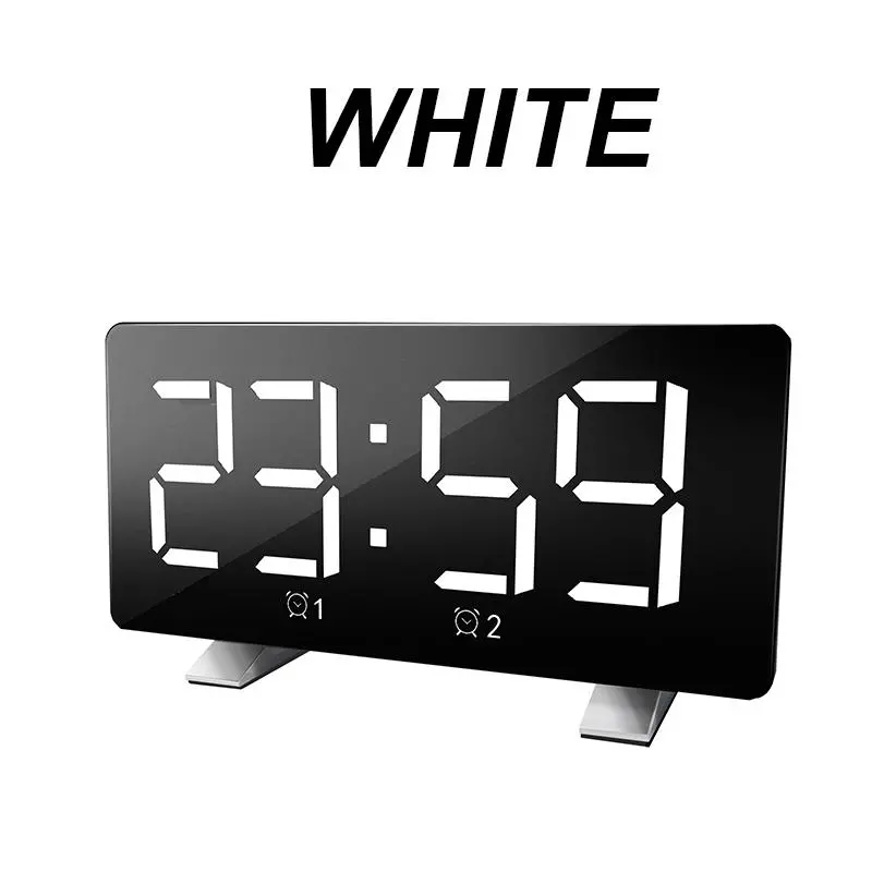 Mirror Digital LED Alarm Clock with Snooze - USB Powered & Night Mode Display - Image 4