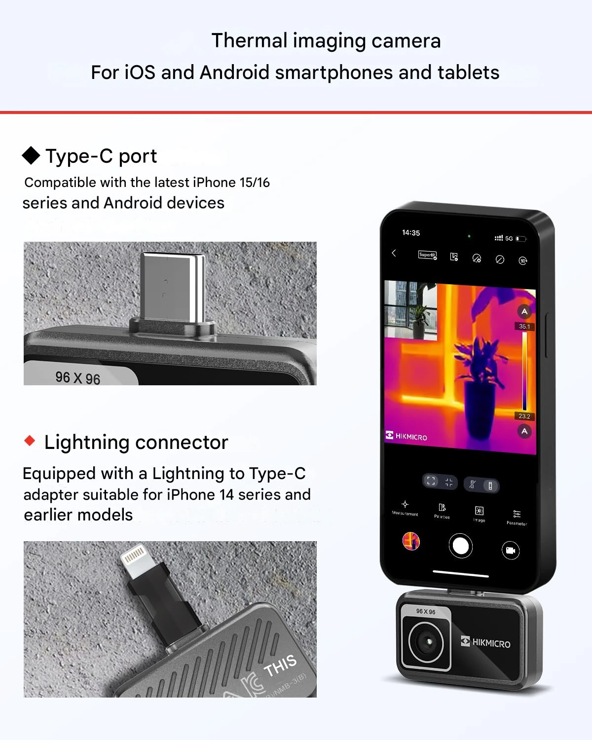 P09 Phone Thermal Imager for Android & Apple | -20°C to 400°C | 96x96 Resolution - Image 5