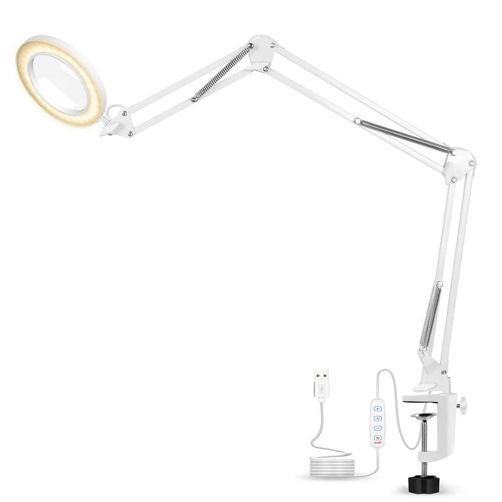 NEWACALOX 5X LED Magnifying Lamp - Three-Section Folding Desk Light for Welding & Repair - Image 2