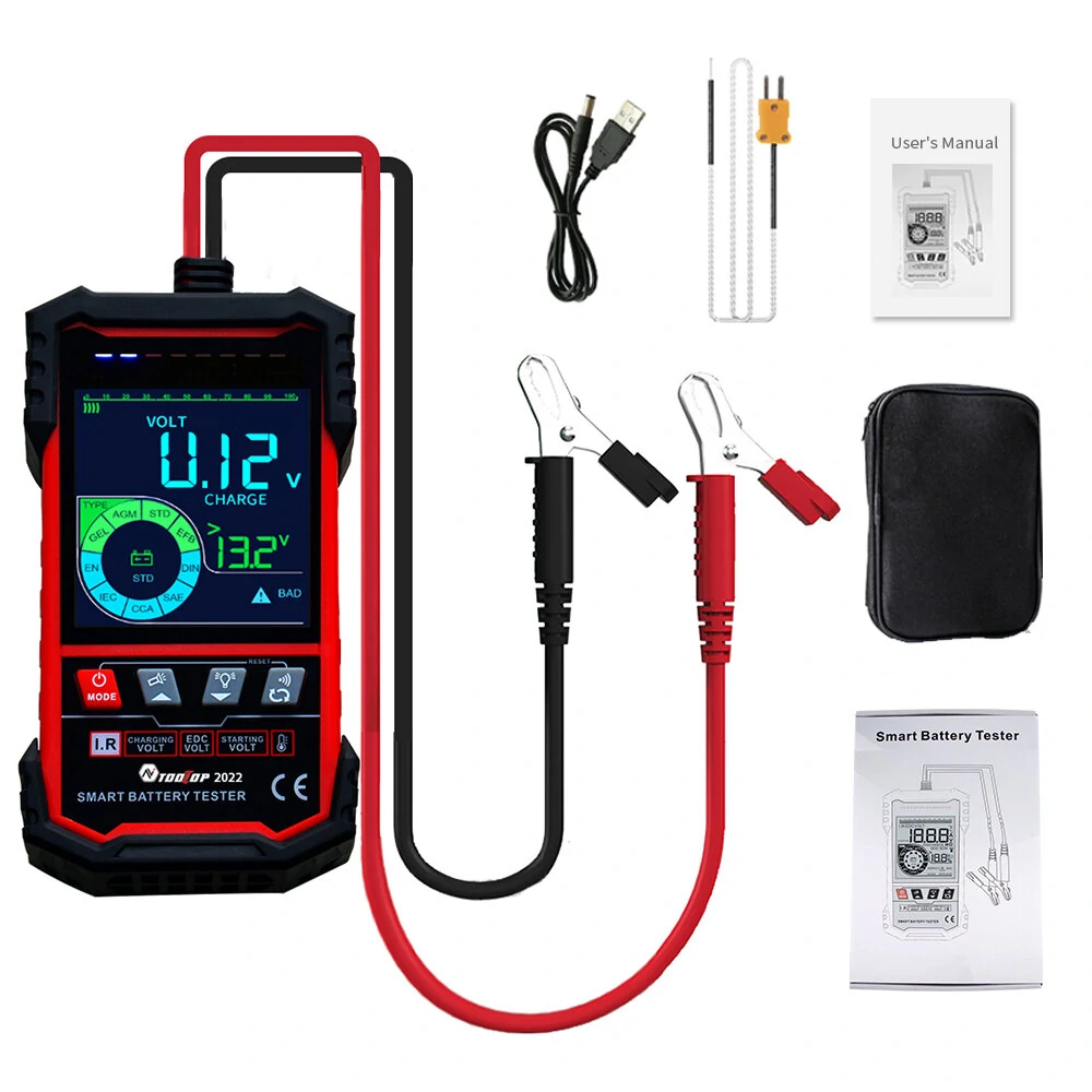 TOOLTOP Intelligent Battery Tester - 12V/24V Auto Select | 3.2 Inch Color Screen - Image 2
