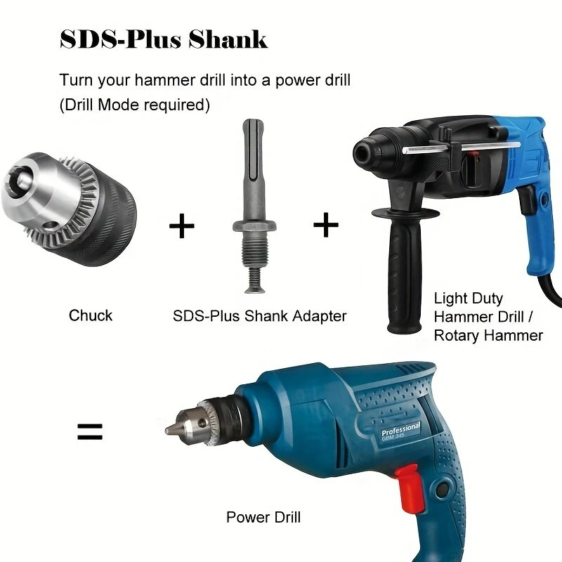 Multi Function Drill Chuck Adapter Set 7pcs | 1/16 to 1/2 Inch SDS Plus Hex Shank - Image 3
