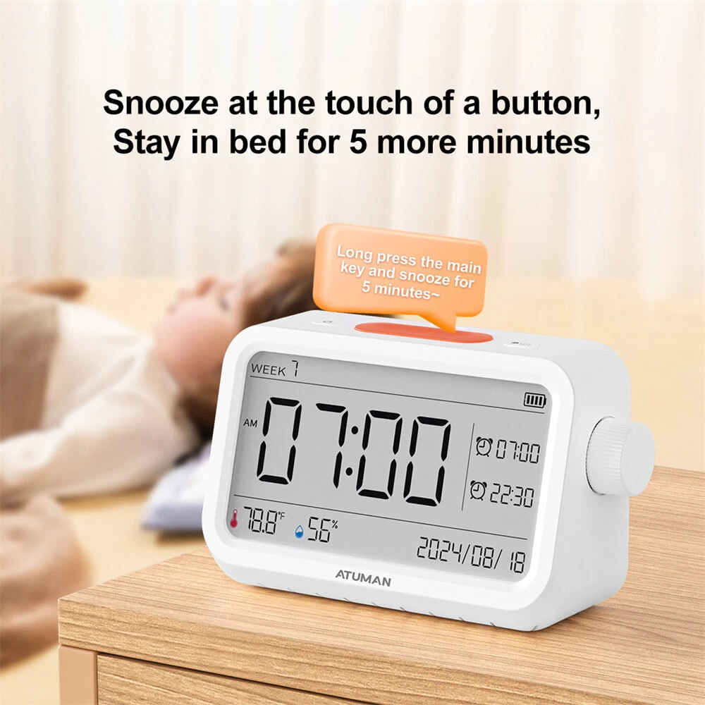 Atuman MT2 3-in-1 Alarm Clock Timer | -9.9°C~60°C LCD Hygrometer Thermometer - Image 3