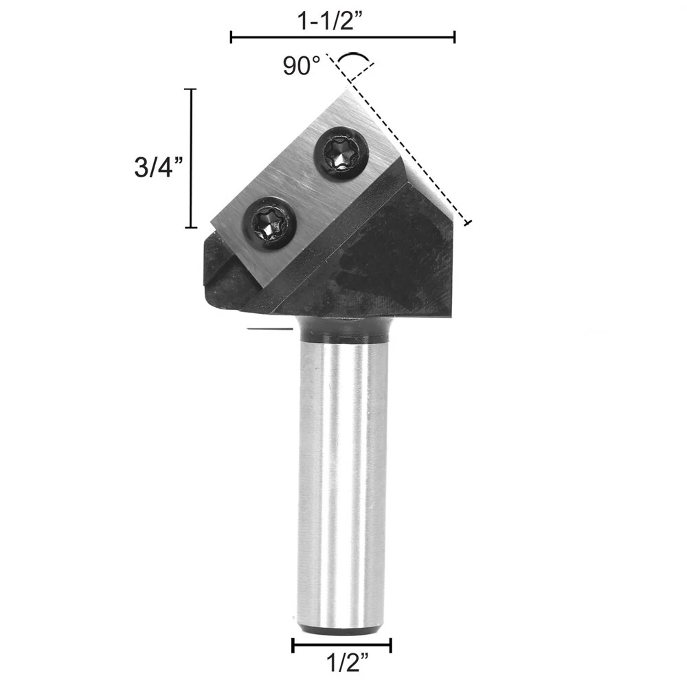 Carbide Insert V-Type Router Bit - 1/2 Inch 1/4 Inch Shank for Woodworking - Image 4