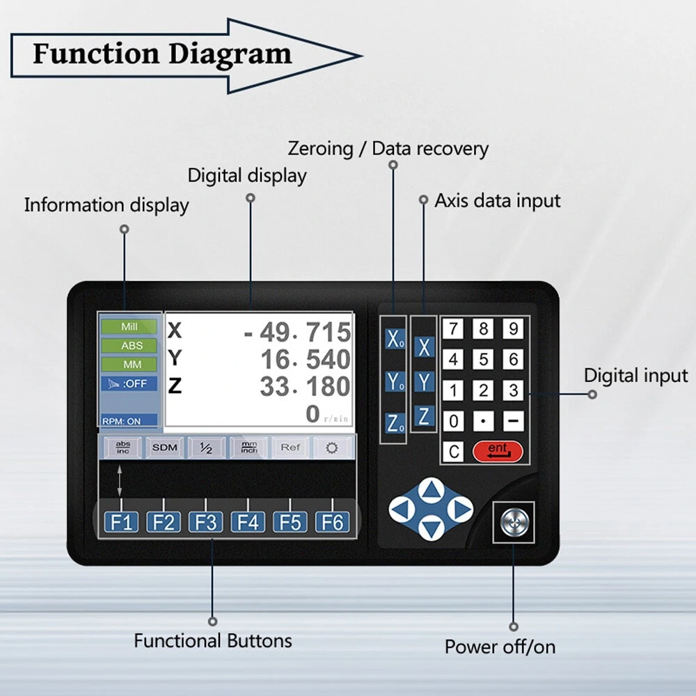 DITRON 3/4 Axis DRO Digital Readout | 0.005mm High Precision | 200-1000mm Travel - Image 4