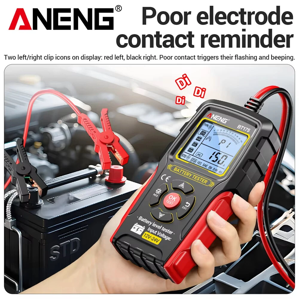 ANENG BT175 Car Battery Tester - 12V 24V Analyzer with CCA Measurement & Backlit Screen - Image 4