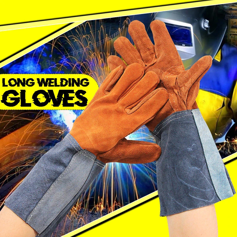 Welding Gloves - Soft Cowhide Leather Work Gloves for Hand Protection - Image 3