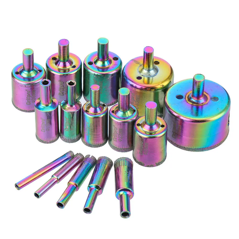Drillpro 15pc Titanium Diamond Hole Saw Set | 6-50mm for Tile Ceramic Glass - Image 2
