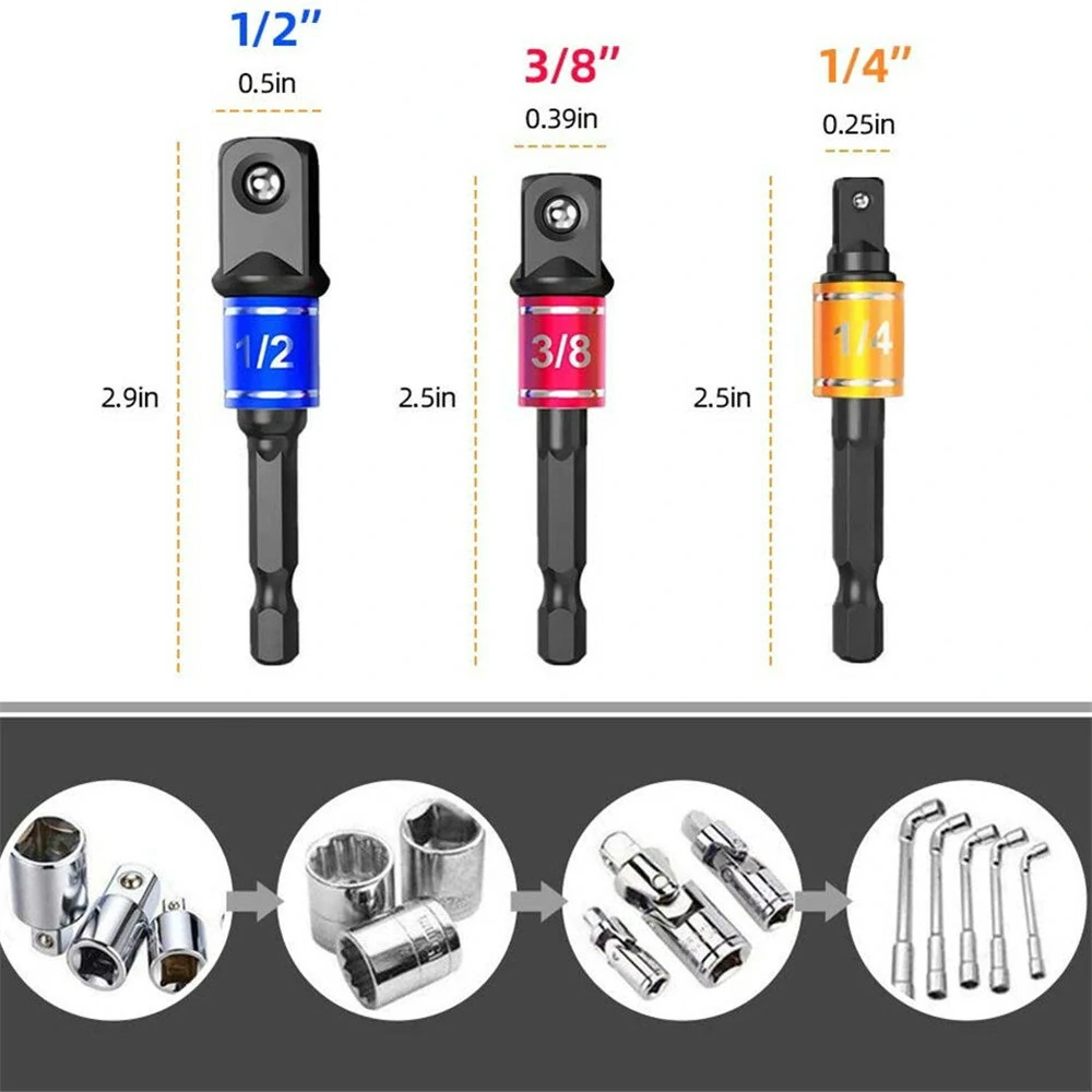Drillpro 16Pc Flexible Drill Bit Extension Set - Hex Shank Nut Driver & Right Angle Adapter - Image 3