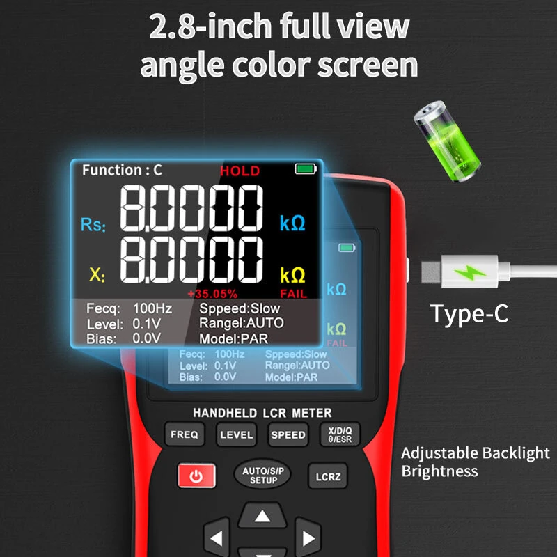 ZOYI ZT-DQ01 Digital LCR Bridge Tester - Handheld Meter 0.3% Accuracy - Image 5
