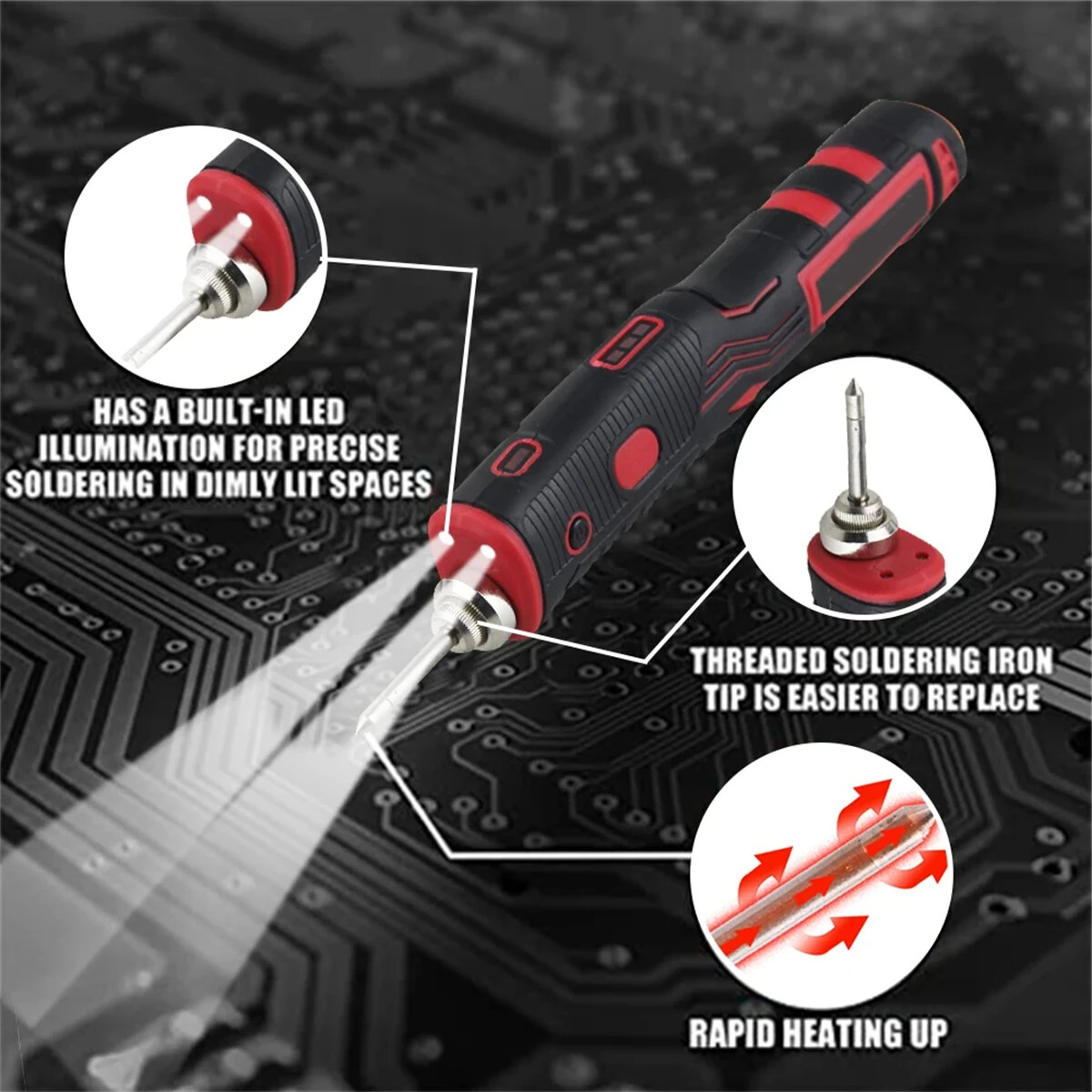 LD006A Cordless Soldering Iron - USB Rechargeable 1800mAh | Adjustable 200-480°C | Fast Heat-Up for Welding & Repairs - Image 5
