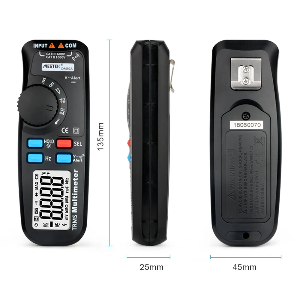 MESTEK DM92A Digital Multimeter | True RMS 6000 Counts | Auto Range & Temp - Image 5