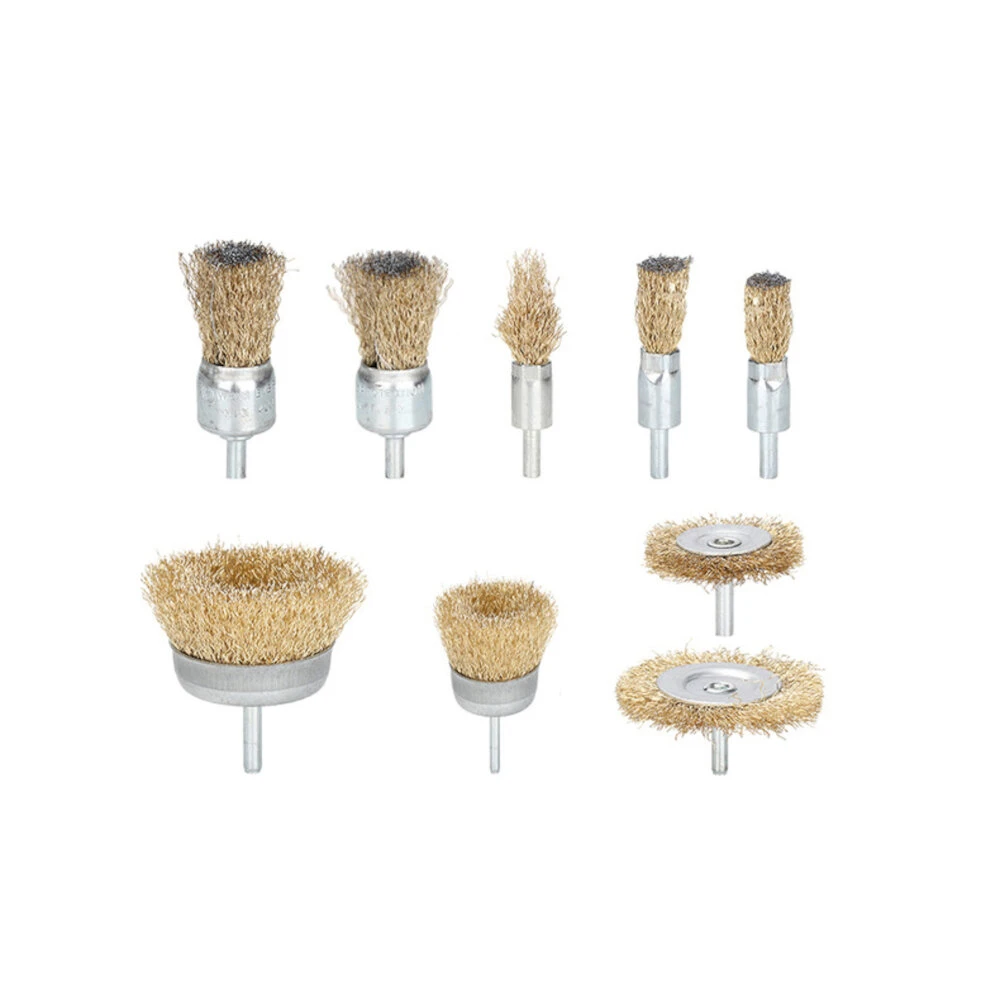 6mm Shank Brass Wire Wheel Brush Set - 6/7/9Pcs For Rust Removal & Metal Polishing - Image 5