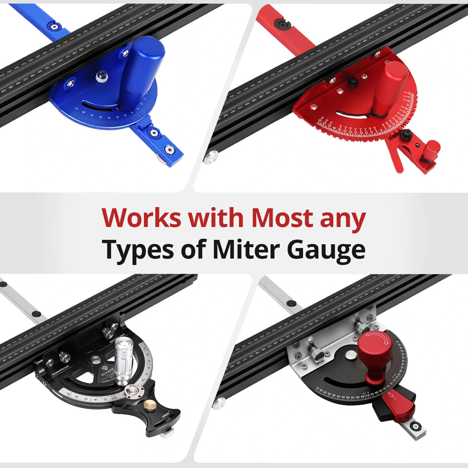 HONGDUI HD-KS22 Aluminum Miter Gauge Fence | Extended Support for Table Saw & Router Table - Image 4