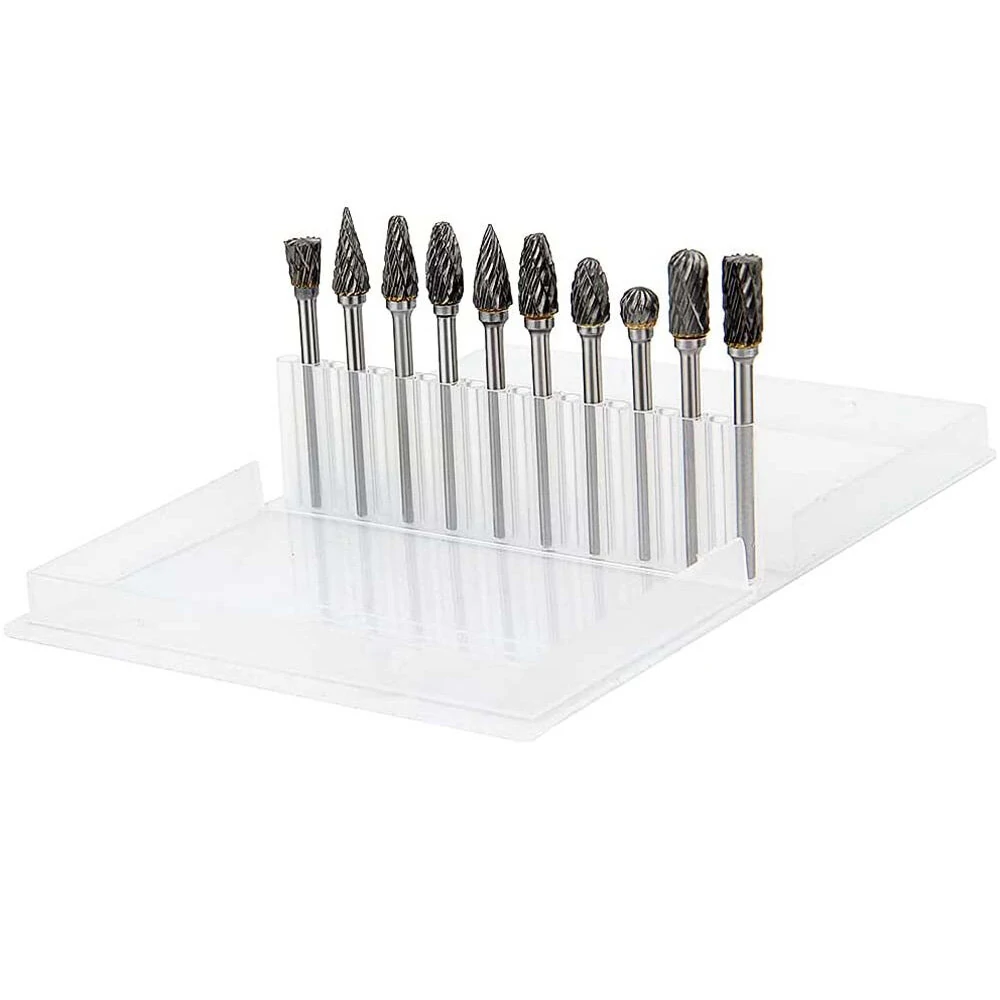 10pcs 1/8 Shank Tungsten Carbide Rotary Burr Set | Double Diamond Cutting | For Dremel & Electric Grinding Tools - Image 5