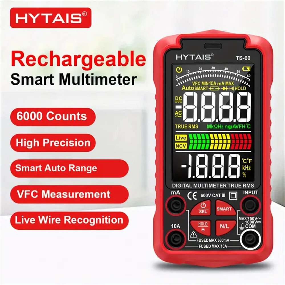 HYTAIS TS-60 Digital Multimeter | 6000 Counts, Rechargeable, Live Wire Detection - Image 3
