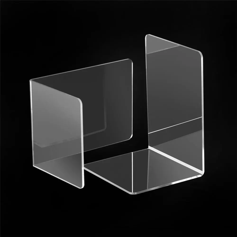 2pcs Clear Acrylic L-Shaped Bookends - 160x150x220mm Organiser for Office & School - Image 2