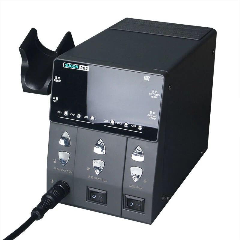 SUGON 220V/110V Air Gun Soldering Iron | Two-in-One Hot Air Rework Station with Dual Display - Image 2
