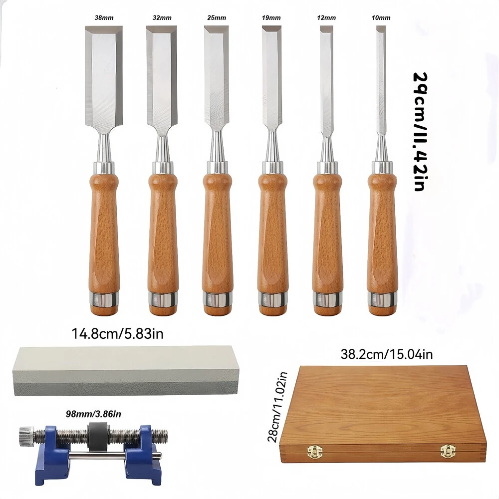High Carbon Steel Woodworking Chisel Set 8pcs - 10-38mm Sharp Blades | Professional - Image 3