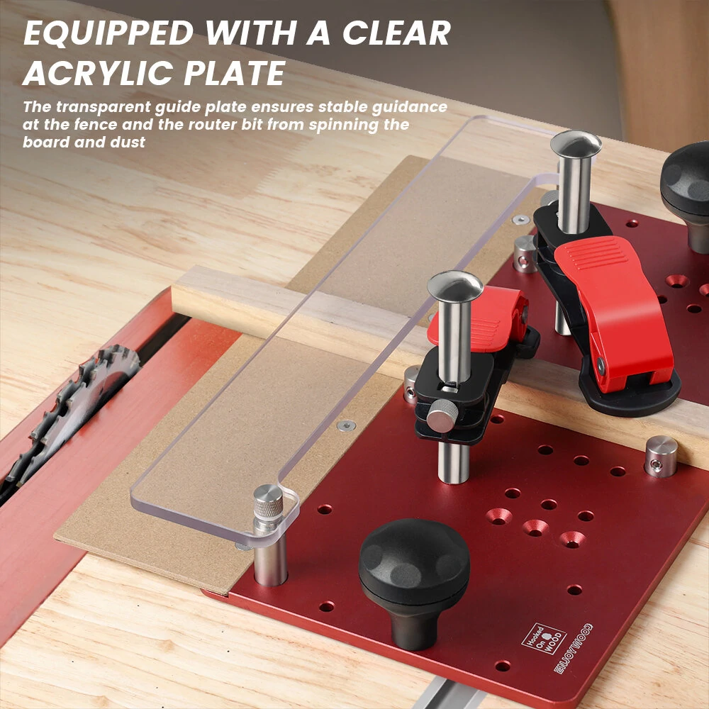 ENJOYWOOD Hooked On Wood Router Table Rail Coping Sled | Professional Rail Guide for Cabinet Doors & Drawer Fronts - Image 4