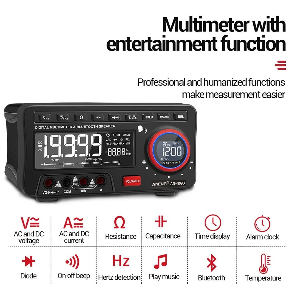 ANENG AN999S True RMS Bluetooth Multimeter | 19999 Counts, Auto-Range, Voice Broadcast - Image 5