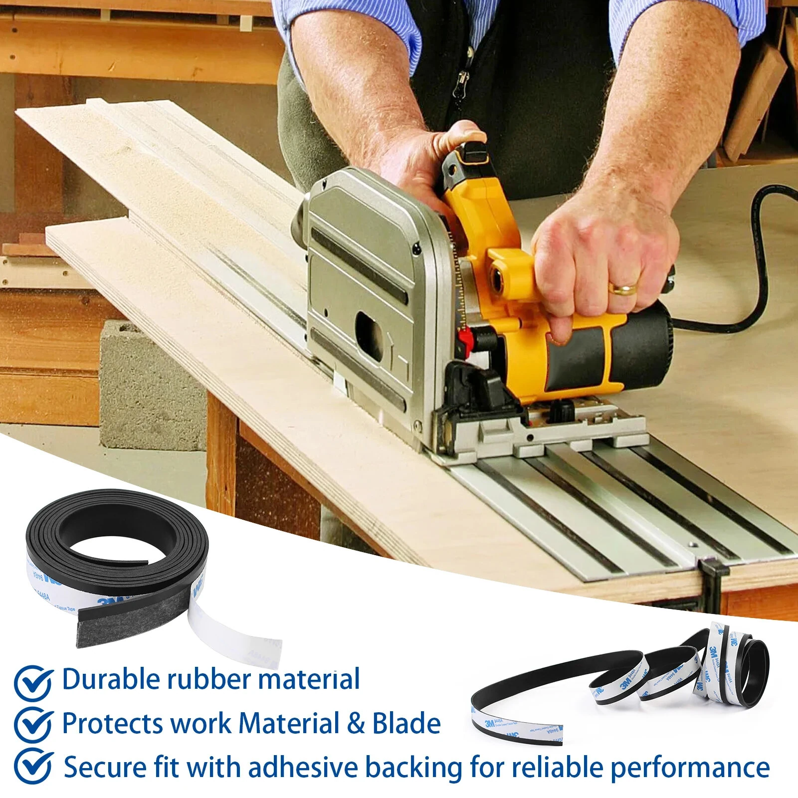 Track Saw Guide Rail Guard Strip - 200CM Adhesive Rubber Anti-Crack Replacement Tape - Image 5