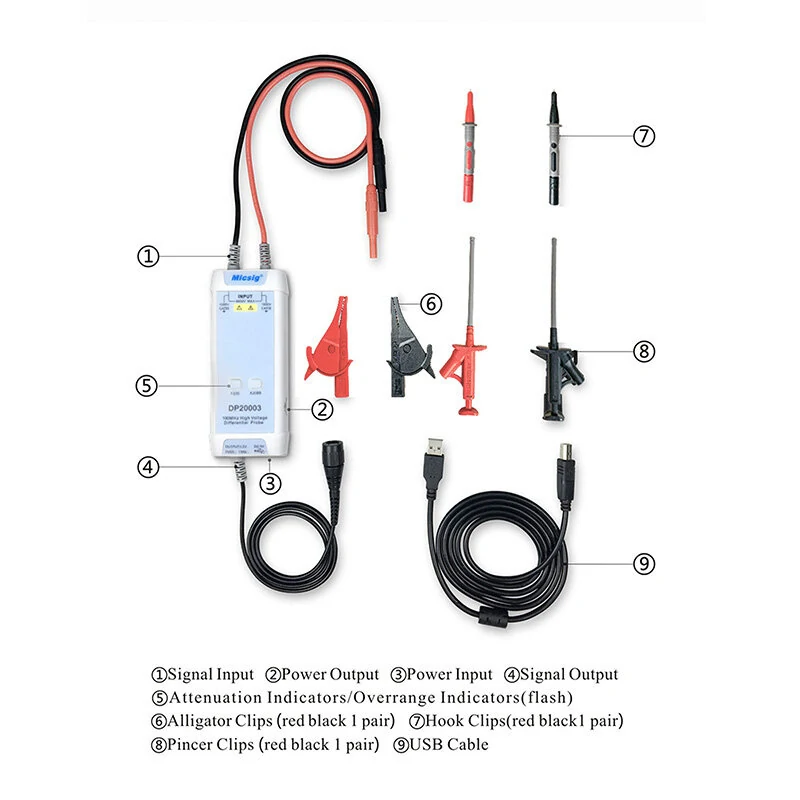 Micsig DP20003 High Voltage Differential Probe | 100MHz 5600V | 200X/2000X Attenuation - Image 4