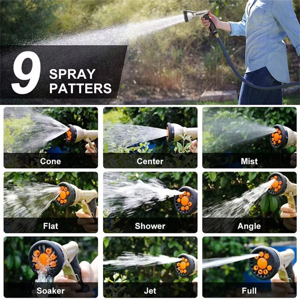 9-Pattern Adjustable Hose Nozzle | High Pressure Zinc Alloy Sprayer for Garden Lawn & Car Wash - Image 5