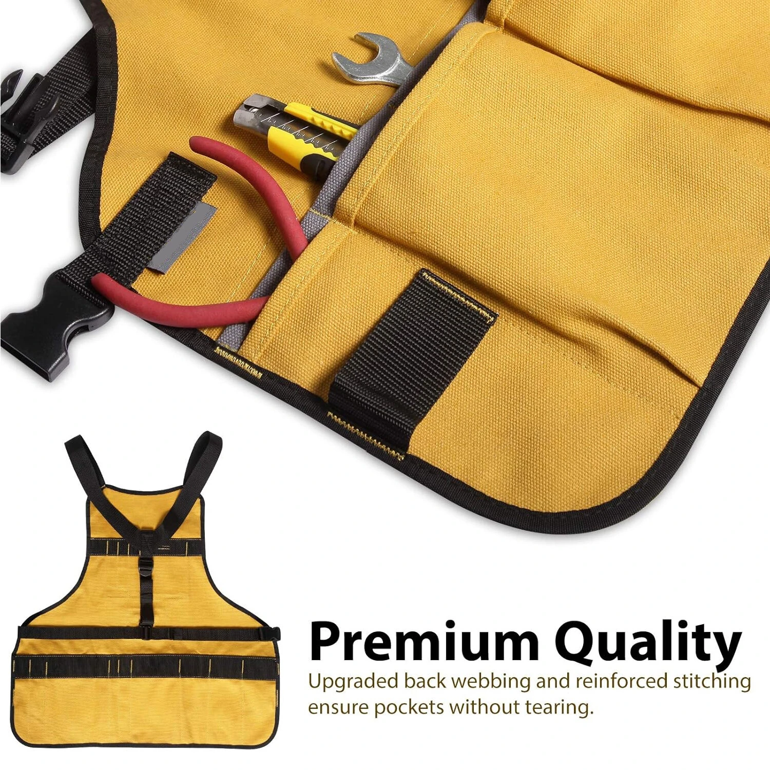 Heavy Duty Canvas Work Apron - 21 Pockets & Magnetic Holder | Adjustable Tool Organizer - Image 5