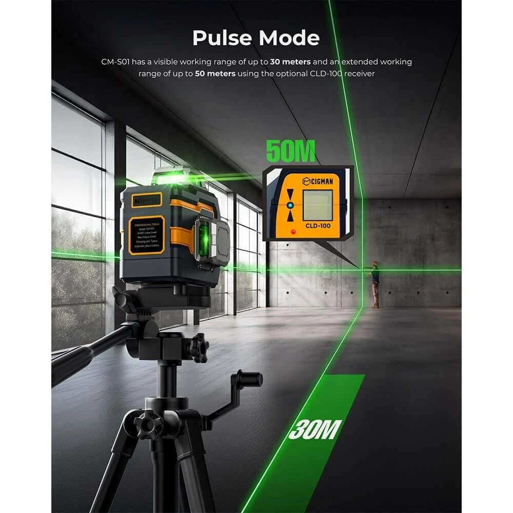 CIGMAN CM-S01 Green Laser Level - 3x360° Self-Leveling - 12 Lines & App Control - Image 2