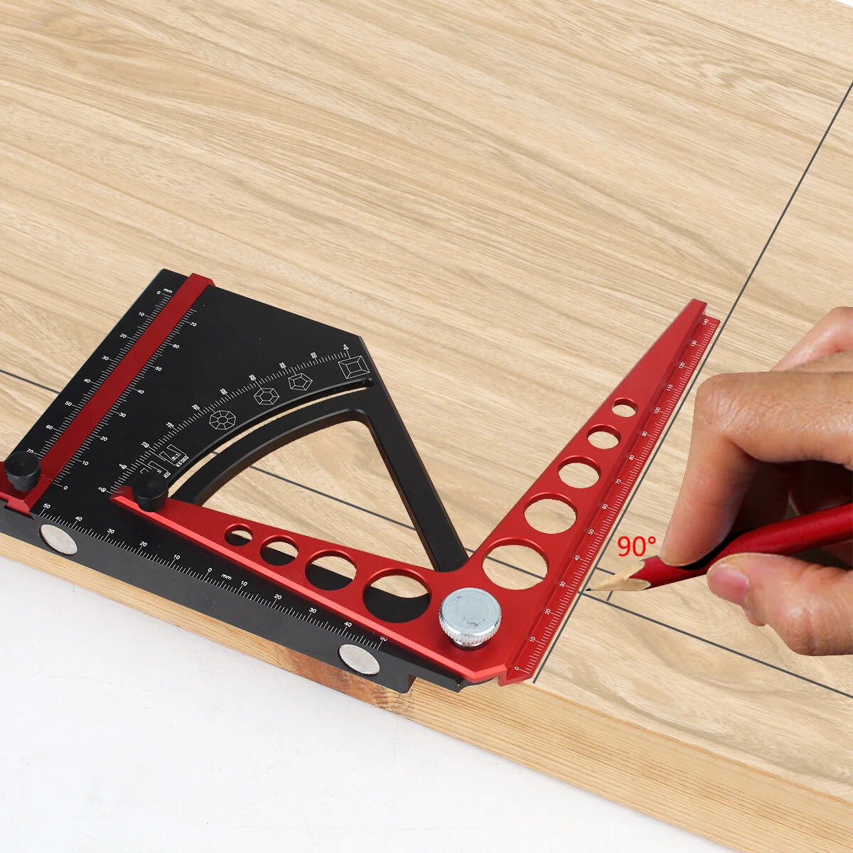 Aluminum Alloy Adjustable Set Square Scriber | Movable Angle Protractor Tool - Image 3