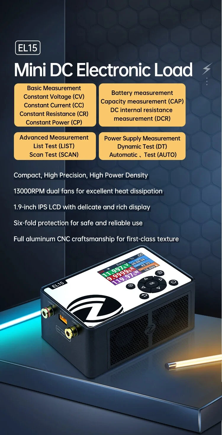 ALIENTEK EL15 Programmable Electronic Load Meter - 150W Battery Capacity Tester | 60V 12A High Precision - Image 2