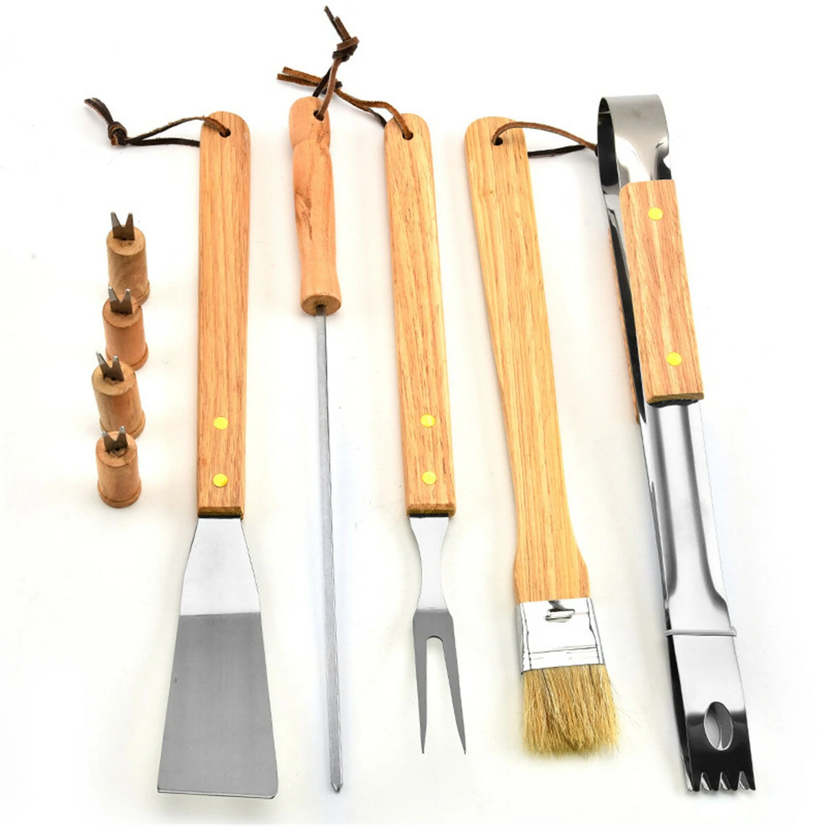 10Pcs BBQ Tools Set - Barbecue Grilling Utensil Kit with Scraper Fork Brush Clip - Image 2