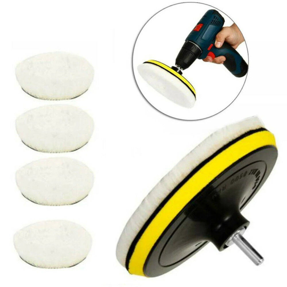 5-Piece Artificial Wool Waxing Pad Set | Self-Adhesive Polishing Disc for Car, Glass, Sofa - Image 2