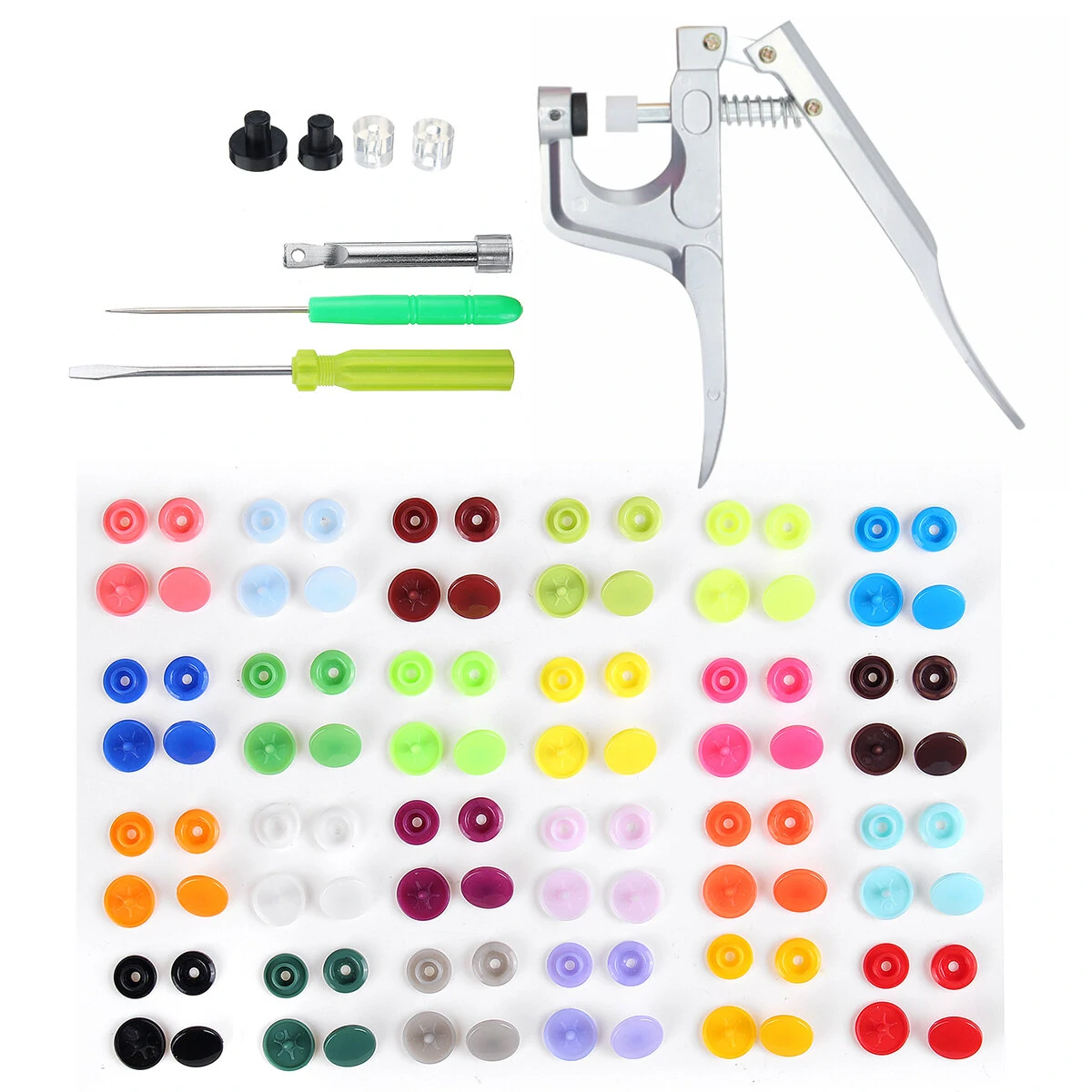 150Pcs Resin Plastic Buttons - 15 Colors with Press Pliers | Tools Kit - Image 5