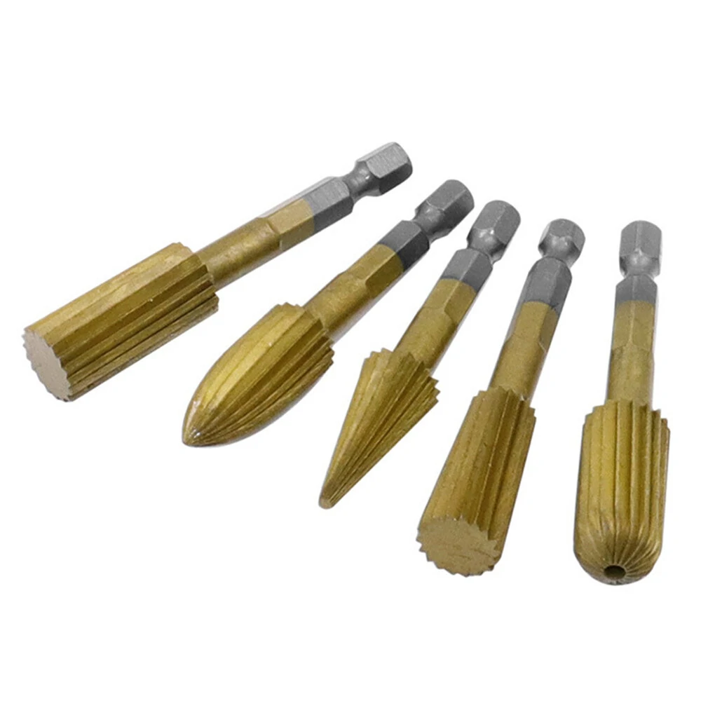 5pcs 6.3mm HSS Rotary File Set | Wood Carving & Peeling Grinding Heads - Image 3