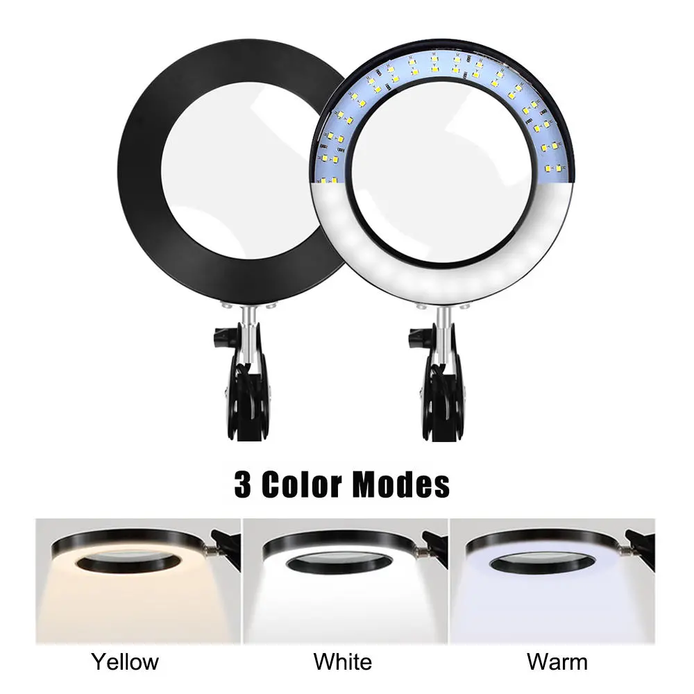 YG-809-2 LED Magnifying Lamp - 5X Illuminated Desktop Magnifier with 84mm Clamp & Swivel Arm - Image 5