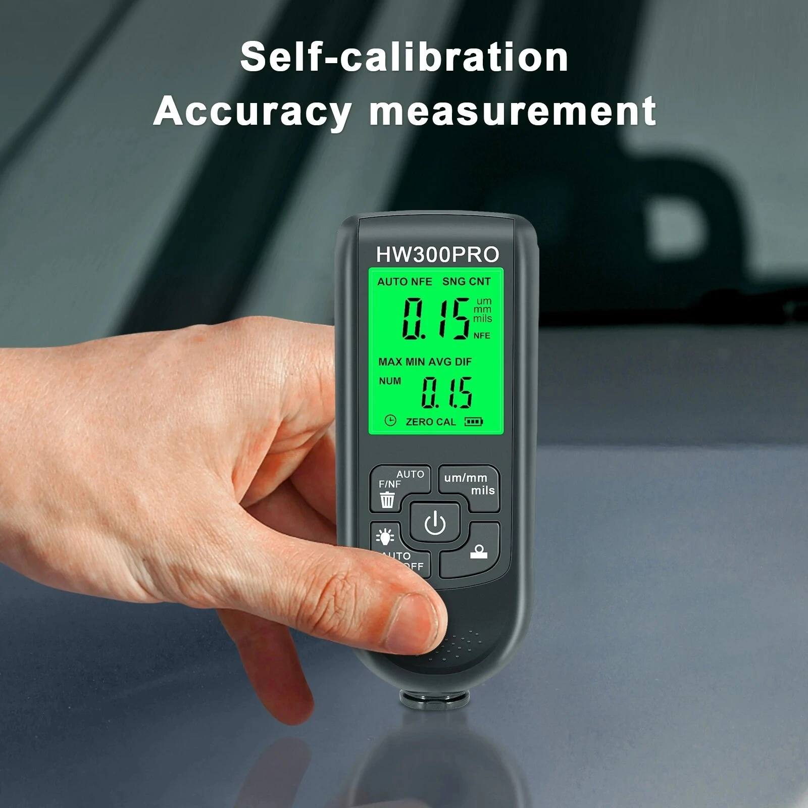 HW-300PRO Paint Thickness Gauge 0-2000µm | Car Paint & Coating Tester | Automotive Film Meter - Image 5