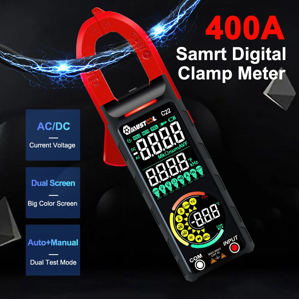 Mustool C22 Digital Clamp Meter 400A AC/DC - NCV Detection & Live Wire Recognition - Image 2