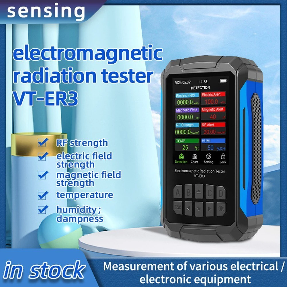 VT-ER3 5-in-1 EMF Tester | RF Electric & Magnetic Field Strength Meter | Temp & Humidity - Image 2