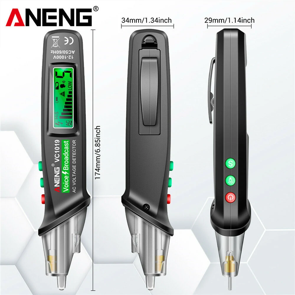 ANENG VC1019 Voltage Detector Pen | Non-Contact 12-1000V AC with Voice & Laser - Image 5