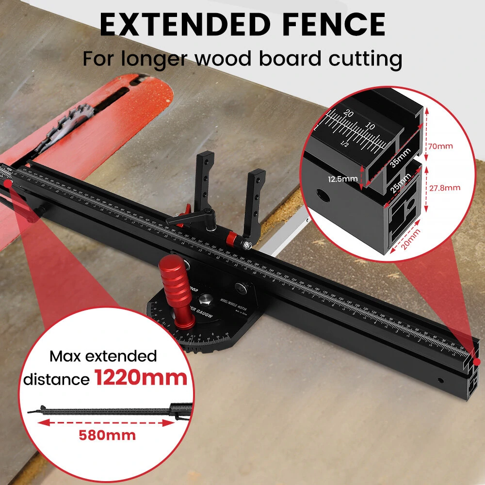 ENJOYWOOD M1 Pro Angle Miter Gauge | Extended Fence for Table Saw & Router Table - Image 3