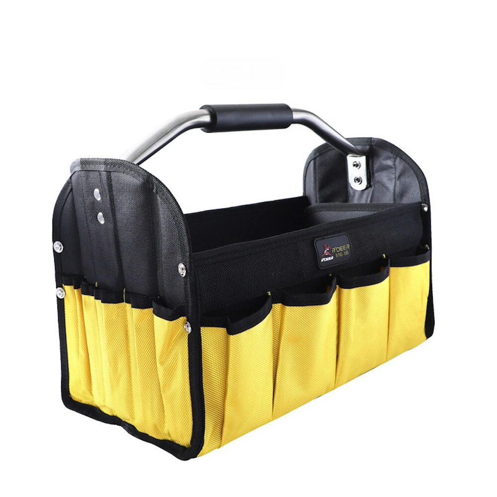 Thickened Canvas Tool Bag | Large-Capacity Portable Electrician Repair Kit with Metal Handle - Image 4