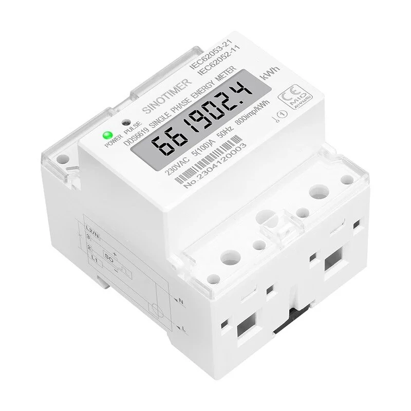 SINOTIMER Din Rail Energy Meter - 220V 100A kWh Counter | Analog Electricity Wattmeter - Image 5