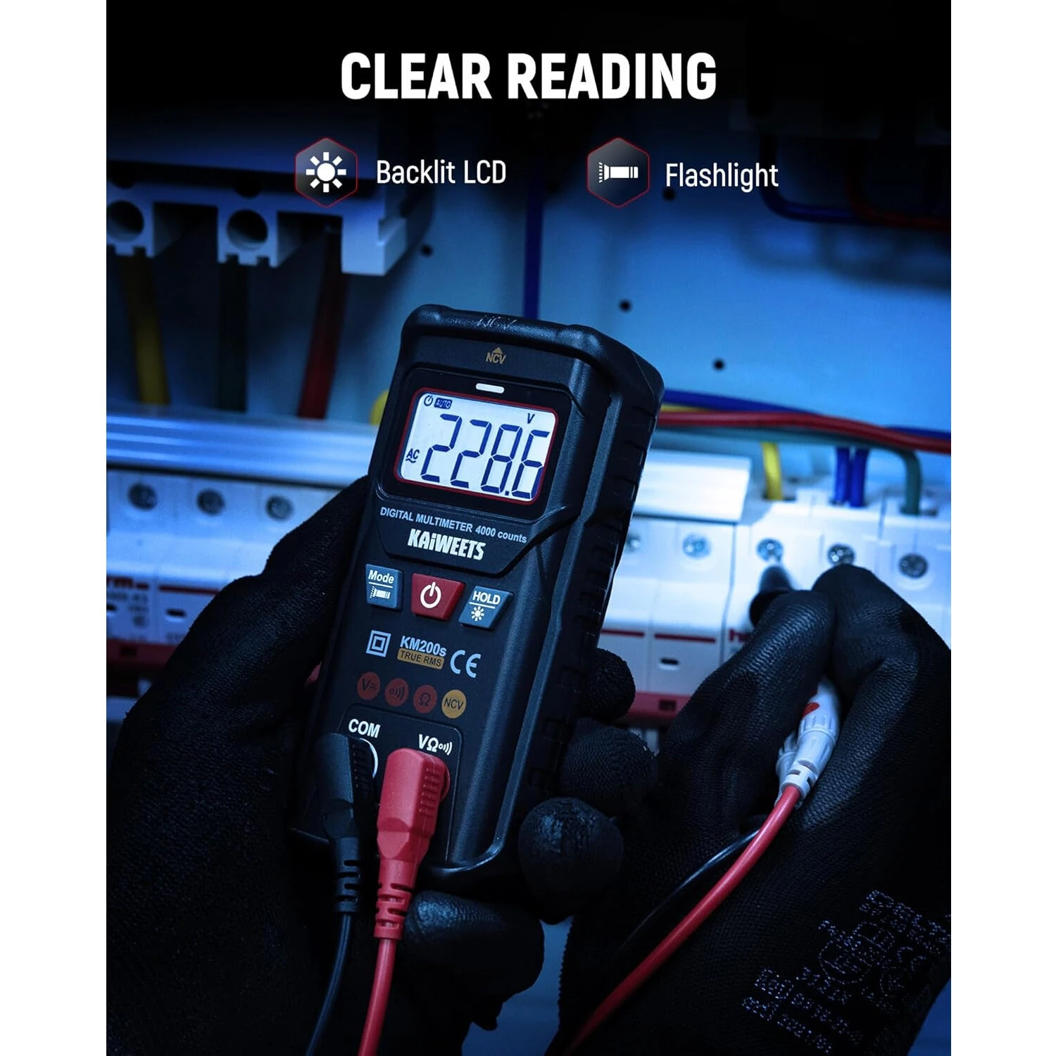 KAIWEETS KM200s Digital Multimeter - True RMS 4000 Counts Auto Ranging Voltage Tester - Image 4