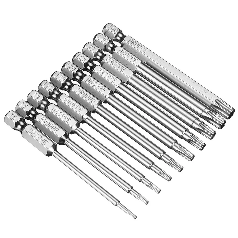 BROPPE 10Pcs T6-T40 Torx Screwdriver Bits | S2 Alloy Steel | 1/4 Inch 75mm - Image 2