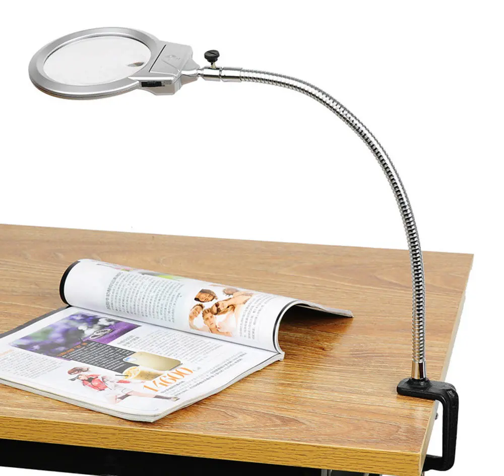 Flexible Neck Magnifying Desk Lamp - 2.5-5X 107mm Lens with Table Clamp | Repair Magnifier - Image 2