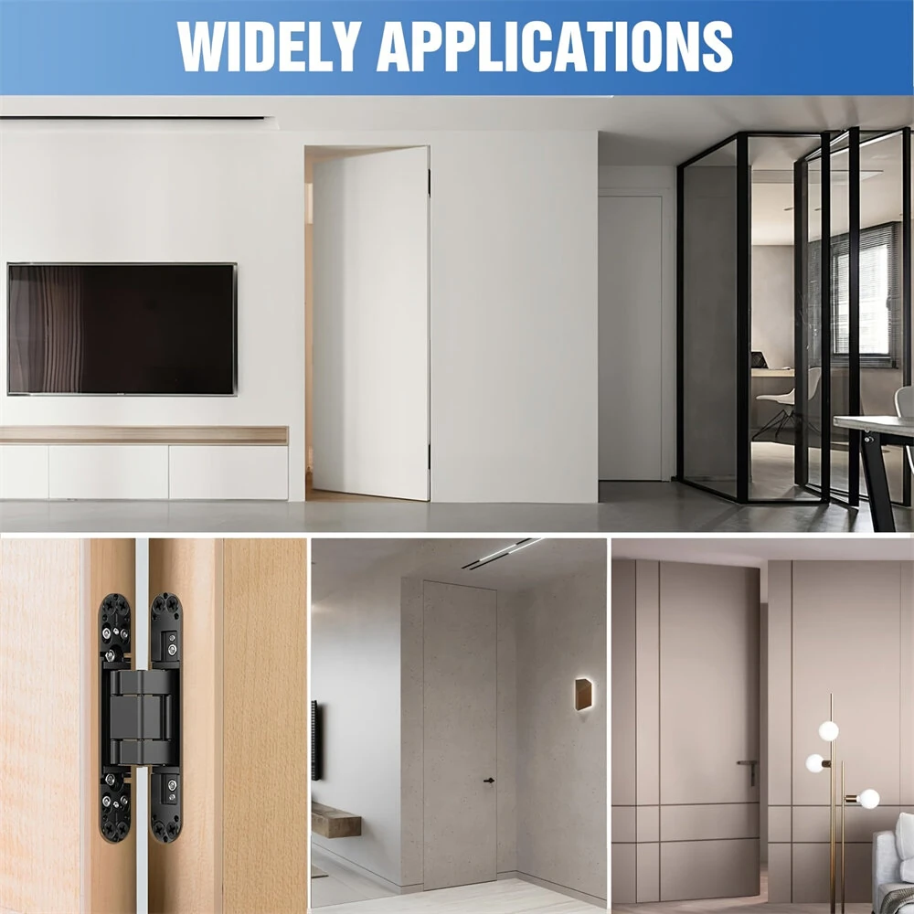 Premium Zinc Alloy Invisible Door Hinges - 6 Inch 180 Degree 3-Way Adjustable | Heavy Duty Anti-Corrosion for Interior & Exterior - Image 3